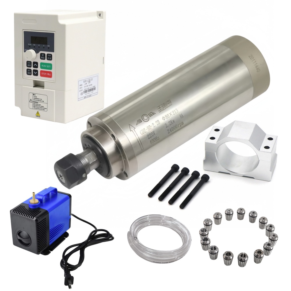 2.2Kw Water Cooled Spindle Kit Vfd - GDZ-80-2.2B 80mm 2.2KW ER20 水冷スピンドルモーター CNCキット