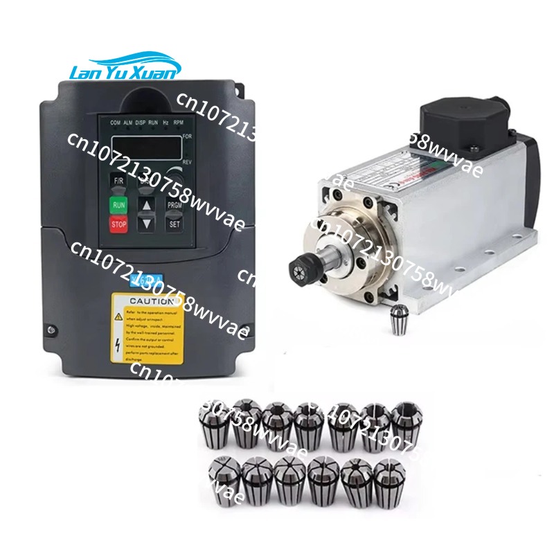Air Cooled 1.5Kw Spindle Motor Inverter 110V - 1.5KW 110V CNC 空冷スピンドルキット 正方形空冷スピンドルモーター +