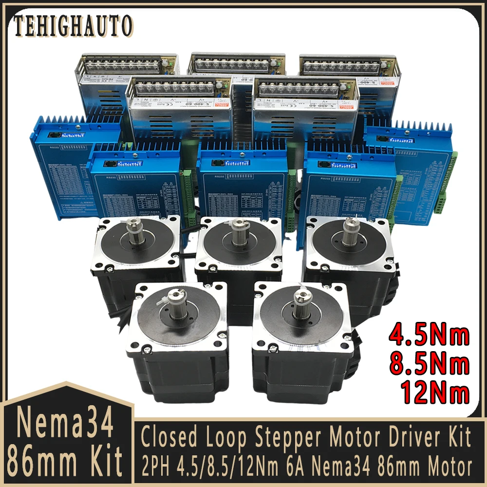 Hybrid Servo Driver Nema 34 8.5Nm - Nema34 86mm 閉ループ ステッピング モーター キット、エンコーダー付き、2PH