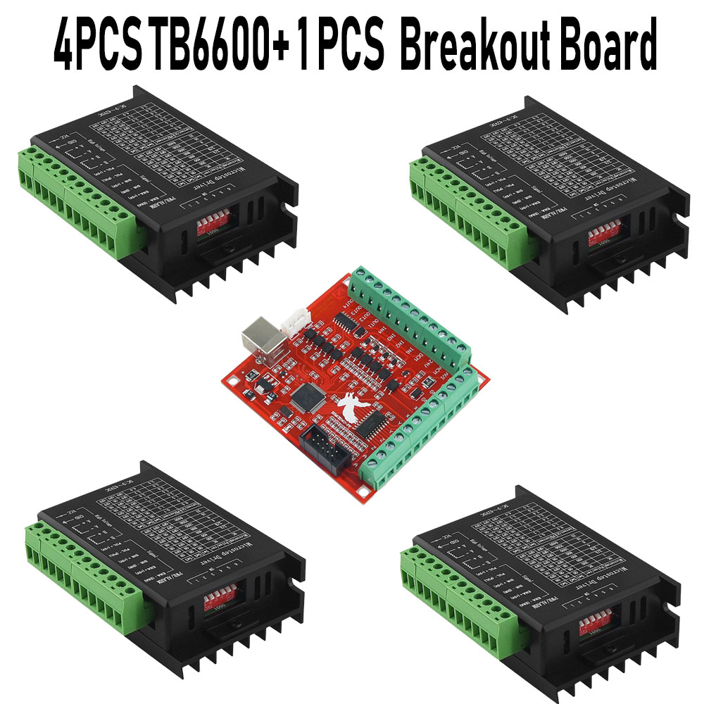Mach3 Usb Cnc Controller 4 Axis 100Khz - ステッピングモーターBCNT6600,4個,アップグレードNema 23,nema17 4a DC9-42V 1個,ディスクブレークアウトCNC,USB mach3