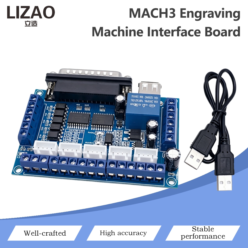 5 Axis Cnc Breakout Board Interface Mach3 - MACH3 CNCブレークアウトボード 5軸パラレルポートインターフェース制御カード USBケーブル付き 彫刻・フライス加工機用
