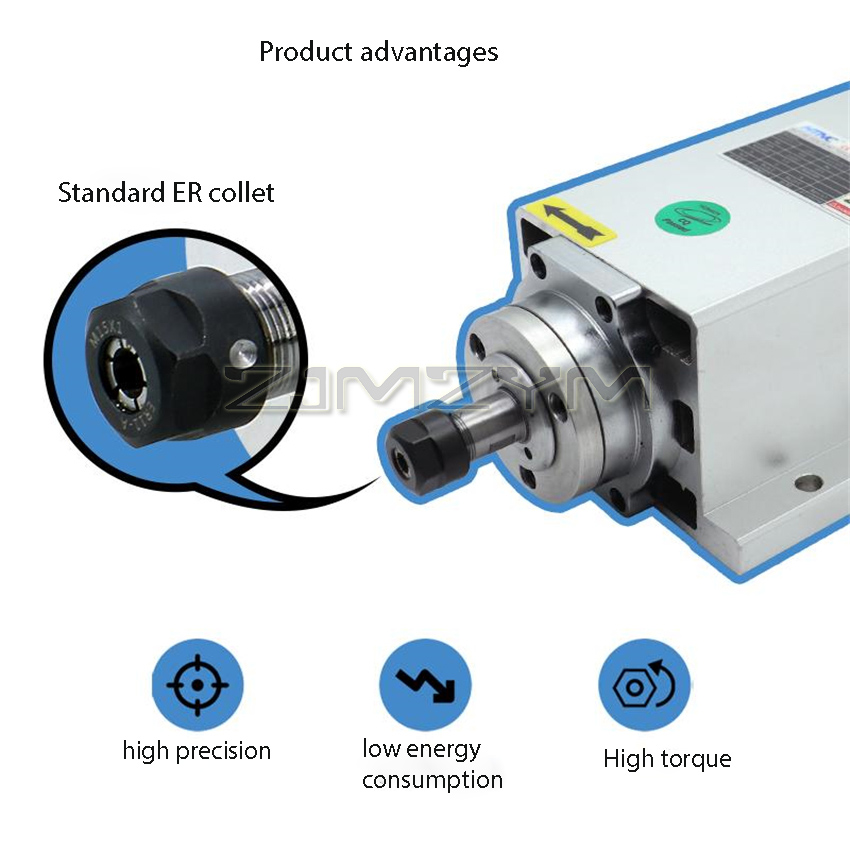 1.5KW HIZ80x73-1.5 スクエア空冷スピンドル - Air Cooled 1.5Kw Spindle Motor Inverter 110V のレビューと価格