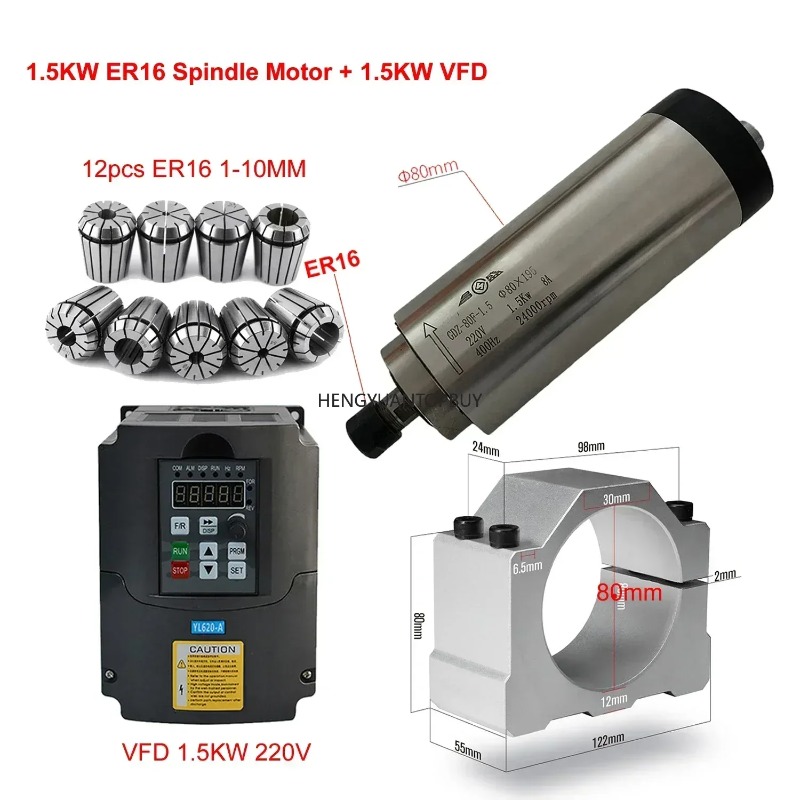 空冷式800W 1500W 2200Wスピンドルモーターキッ - Er20 Collet Chuck Spindle Motor 220V のレビューと価格